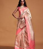 cream cream paisley zari woven design kanjeevaram saree