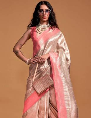 cream cream paisley zari woven design kanjeevaram saree 2