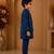 Navy blue all over unicorn print polyester kurta with pajama set ethnic wear