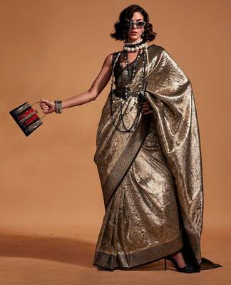 olive paisley designer kanjeevaram saree 1