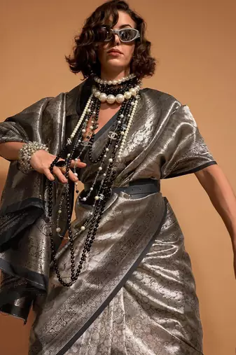olive paisley designer kanjeevaram saree