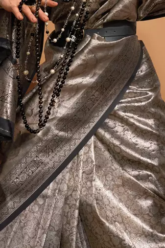 olive paisley designer kanjeevaram saree