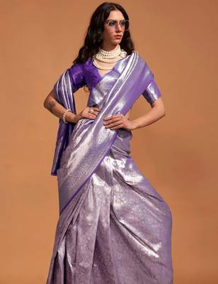 purple paisley designer kanjeevaram saree 2