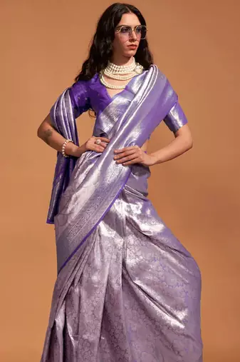 purple paisley designer kanjeevaram saree