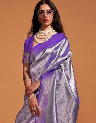purple paisley designer kanjeevaram saree 3