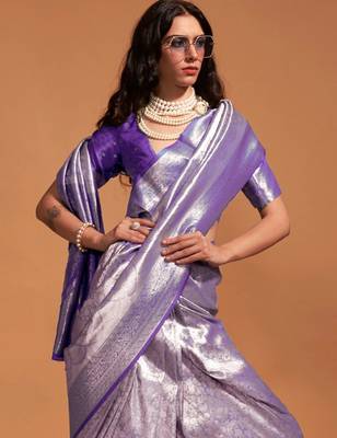 purple paisley designer kanjeevaram saree 4