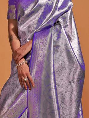 purple paisley designer kanjeevaram saree 5