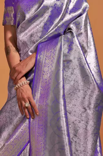purple paisley designer kanjeevaram saree
