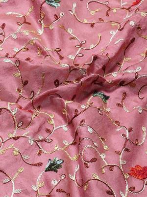 pink floral embroidered zari silk cotton mysore silk saree 4