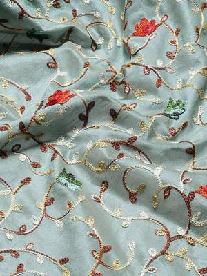 blue floral embroidered zari silk cotton mysore silk saree 4