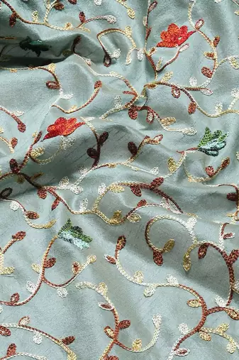 blue floral embroidered zari silk cotton mysore silk saree