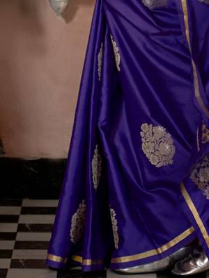 purple woven design zari satin banarasi saree 5