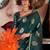 green woven design zari satin banarasi saree