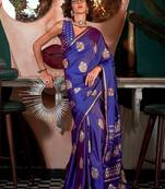 purple ethnic motif zari woven satin banarasi saree