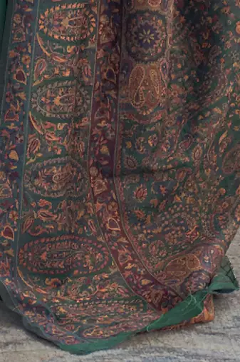 green ethnic motifs woven design zari silk blend banarasi saree