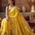 yellow woven design zari silk blend designer banarasi saree