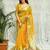 yellow zari organza designer banarasi saree
