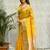 yellow zari organza designer banarasi saree