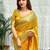 yellow zari organza designer banarasi saree