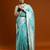 blue ethnic motifs woven design cotton saree with blouse