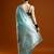 blue ethnic motifs woven design cotton saree with blouse