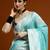 blue ethnic motifs woven design cotton saree with blouse