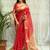 red zari organza designer banarasi saree