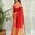 red zari organza designer banarasi saree