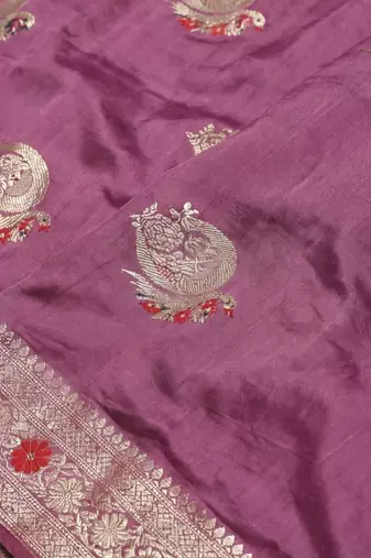 purple woven design zari silk blend designer banarasi saree