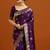 purple woven design embellished zari silk blend banarasi saree with blouse