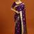 purple woven design embellished zari silk blend banarasi saree with blouse
