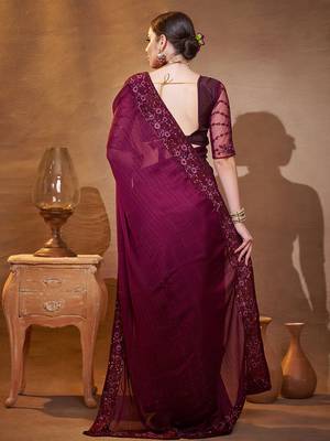 purple embroidered organza saree 4