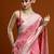 pink women floral woven design zari Cotton saree