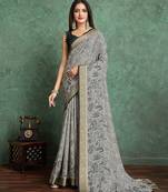 black floral with woven design pure crepe saree