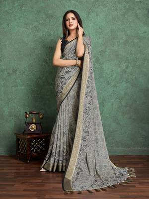 black floral with woven design pure crepe saree 2