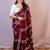 maroon batik printed saree with blouse piece