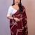 maroon batik printed saree with blouse piece