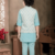 boys kurta pajama set with geometric jacquard printed jacket