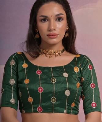 green tie and dye sequinned embroidered saree 5