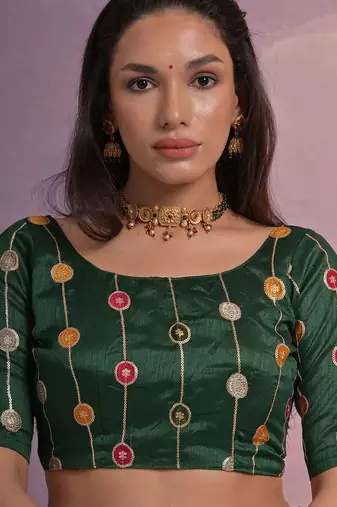 green tie and dye sequinned embroidered saree