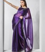 purple embellished beads and stones organza saree