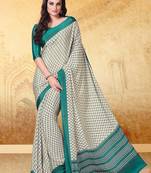 cream cream floral printed bagru saree