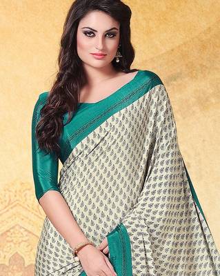 cream cream floral printed bagru saree 2
