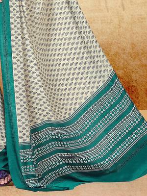 cream cream floral printed bagru saree 4