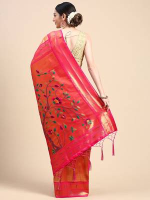 mustard floral zari paithani saree 3