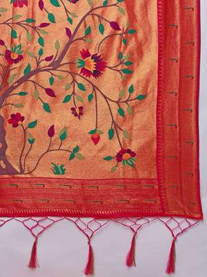 mustard floral zari paithani saree 5
