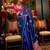 blue woven design zari satin banarasi saree