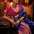 blue woven design zari satin banarasi saree