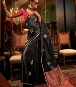 black woven design zari  banarasi celebrity saree