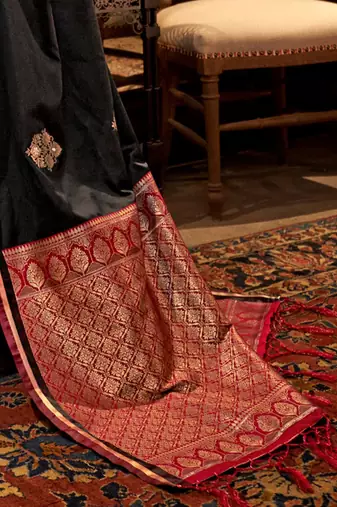 black woven design zari  banarasi celebrity saree